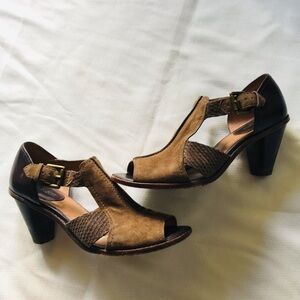 Trask Brown Leather Heeled Sandals